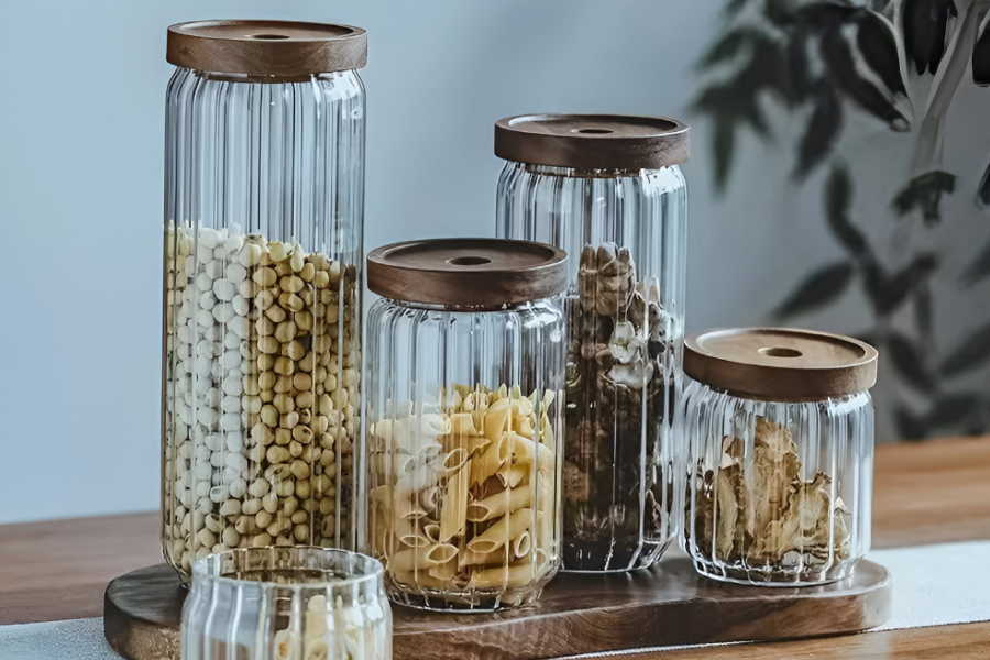 Glass Storage Jar with Wooden Lid